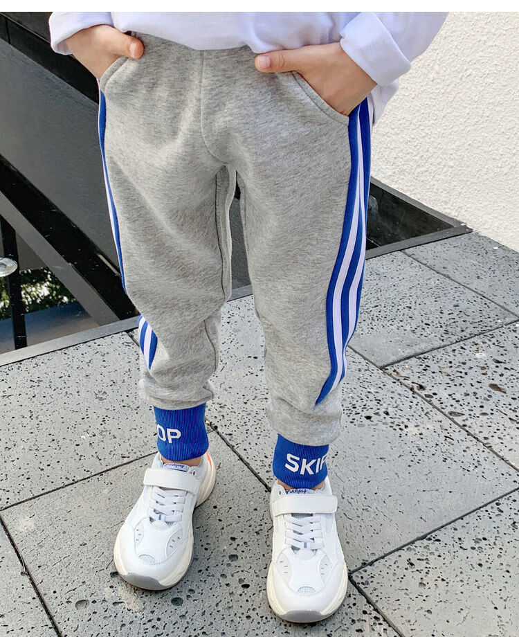 儿童男童裤子春秋冬款中大童休闲裤小男孩运动长裤单裤加绒裤黑色春秋