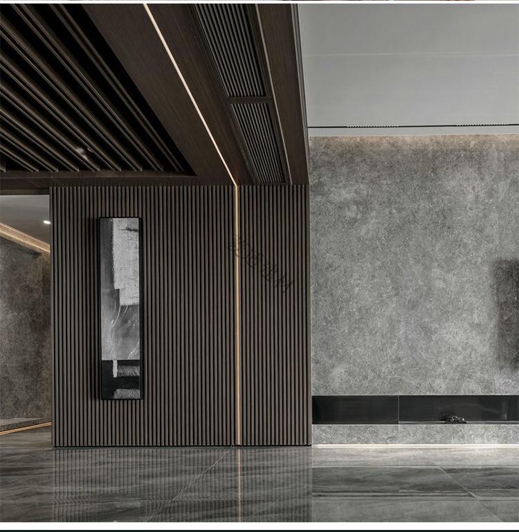 定制网红实木格栅小长城板凹凸形护墙板轻奢电视墙背景墙木饰面装饰板