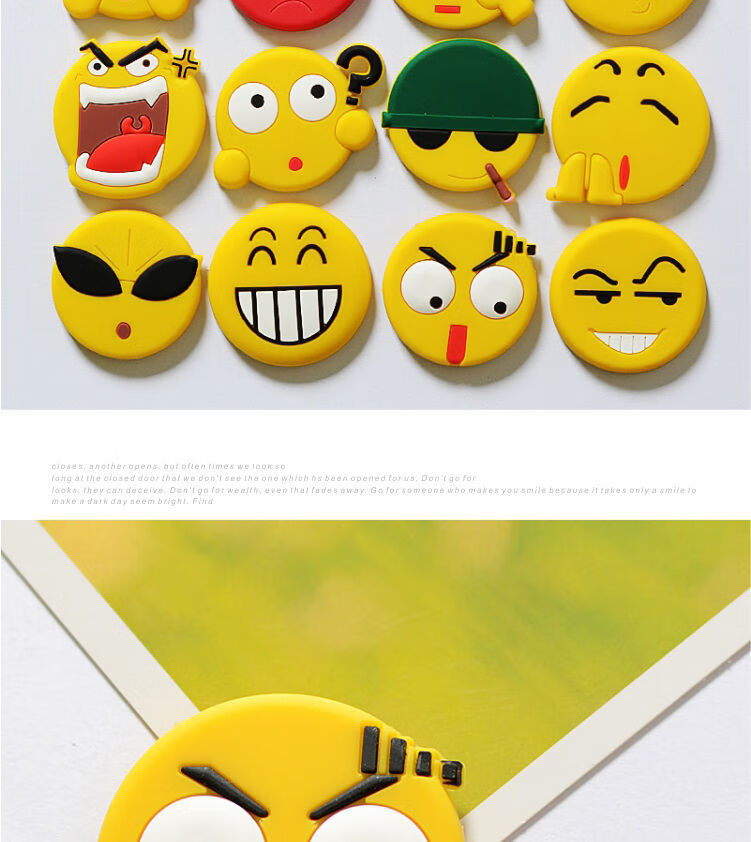 白板软胶照片留言磁贴吸铁石磁铁冰箱贴表情包全套27件单个约4厘米