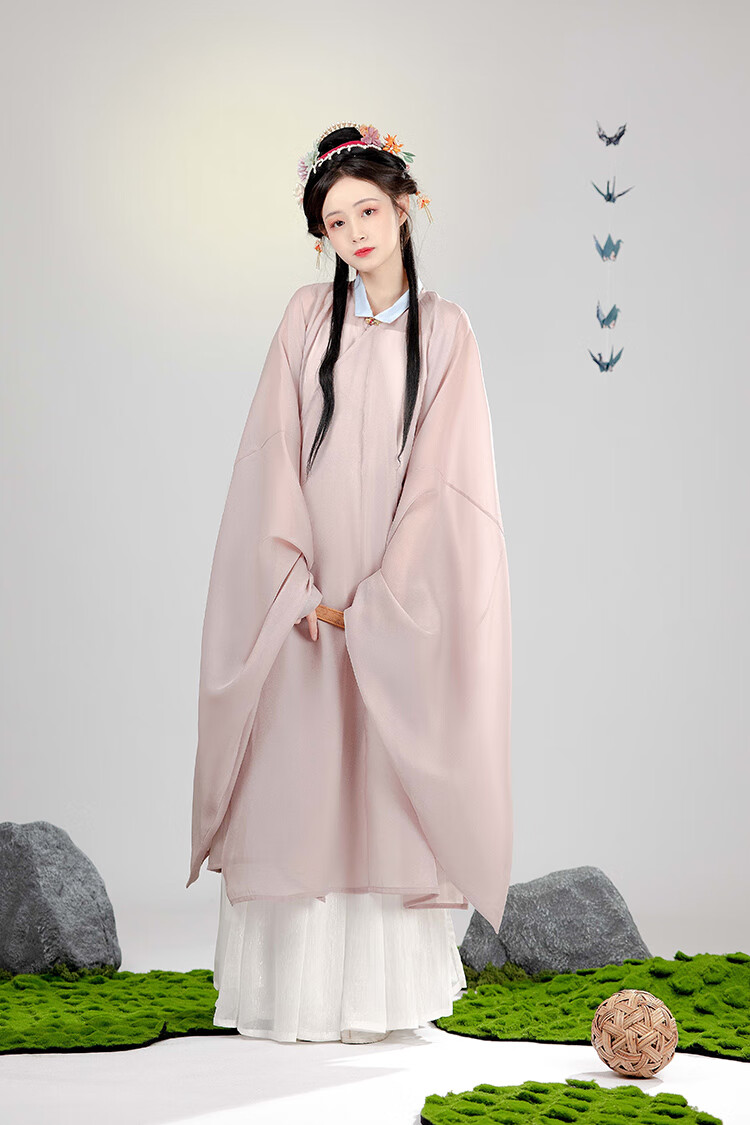 汉服女明制立领衫披风襦裙春季竹叶青披风含发带s