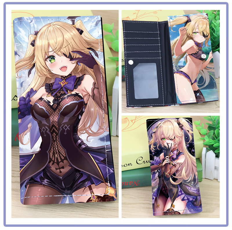 原神派蒙钱包动漫周边可莉刻晴雷电将军胡桃芭芭拉菲谢尔二次元雷电