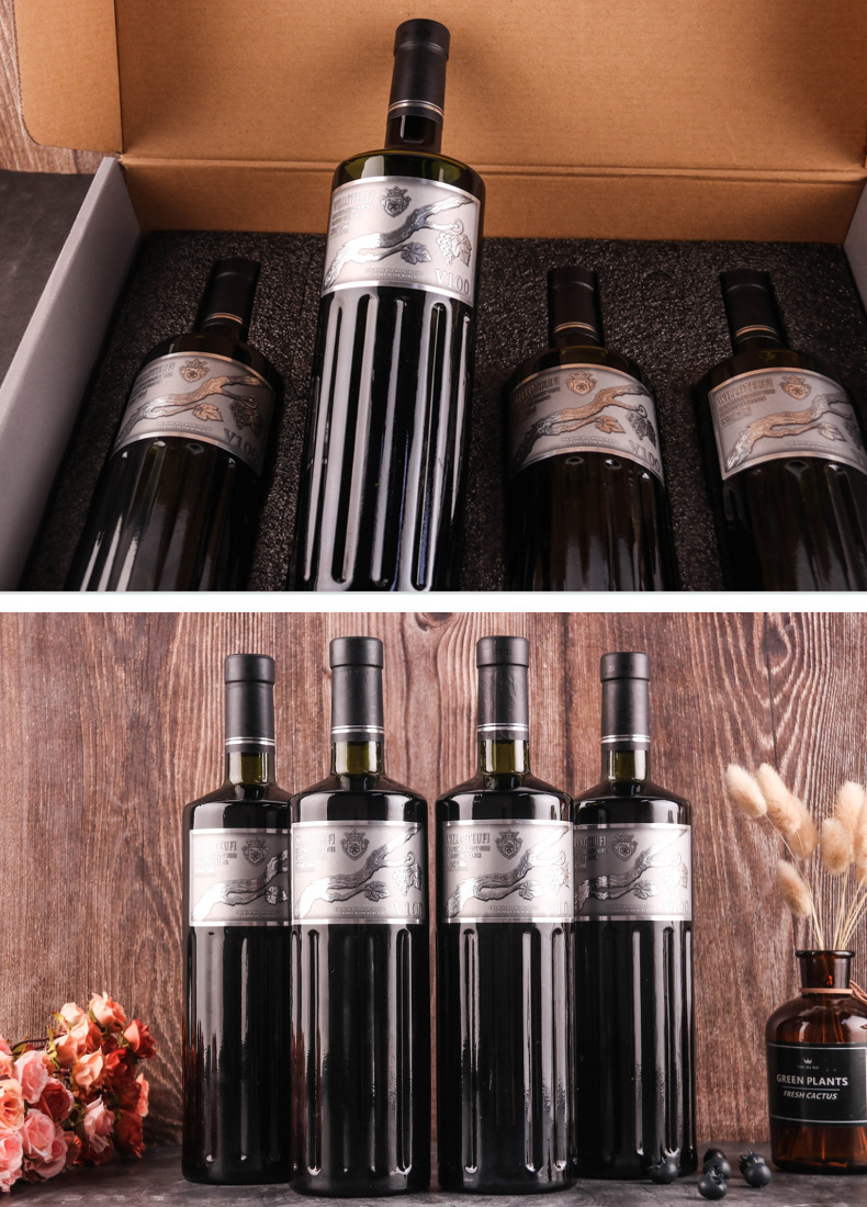 威珞特菲诺威老藤干红葡萄酒礼盒装16度750ml4瓶法国进口红酒干甜型4