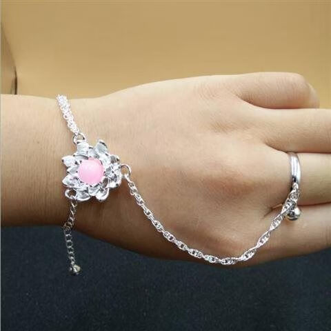 nice古风手链戒指一体彼岸花戒指手链一体古风手饰红绳子女生生日礼物