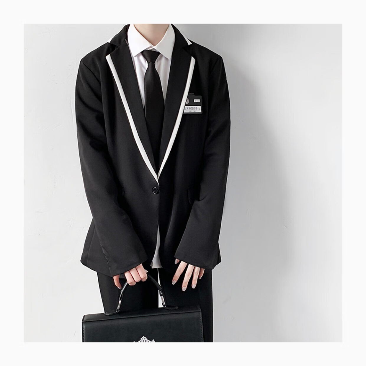 jk制服套装学院风本佐中黑色西装外套男子dk西服三件套装 西服 衬衫