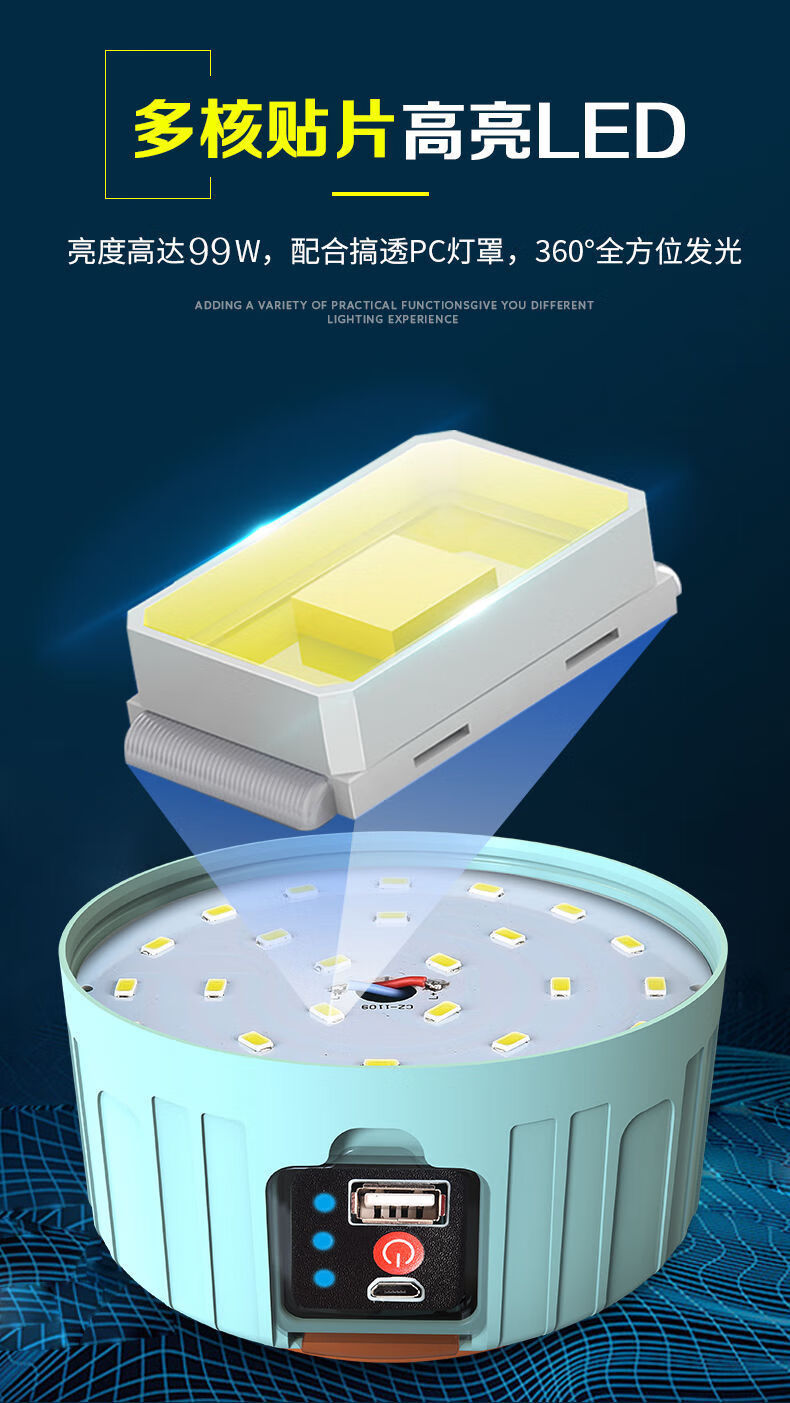 fanxiyafanxiya超亮充电灯泡家用停电应急无线节能灯户外移动夜市灯