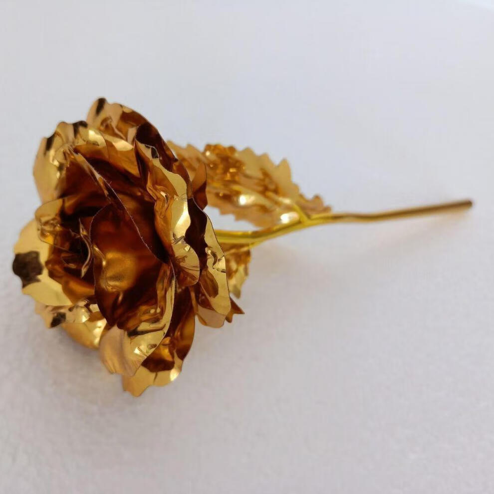 金玫瑰花仿真金箔玫瑰花摆件创意礼物品实用情人送女友老婆 沙金花 盒