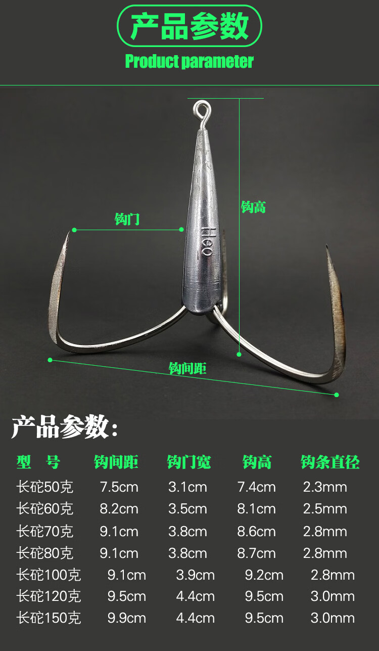 刀锋带铅三锚钩手研大号铅坨锚钩三爪钩挂鱼钩划鱼钩梭鱼钩改进款防挂