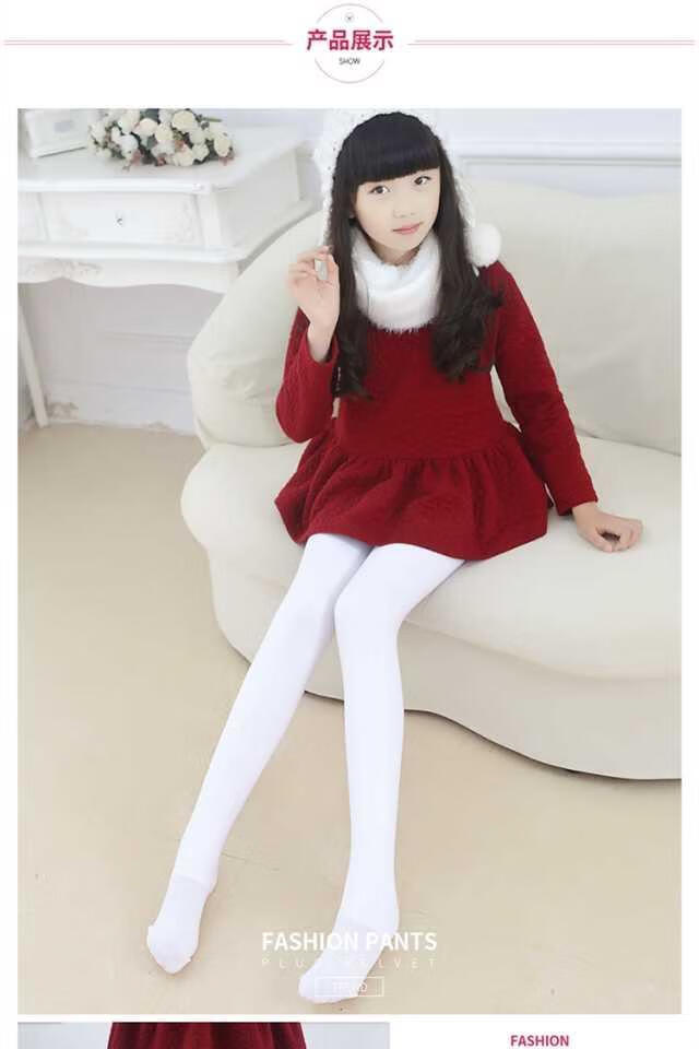 脚打底袜女童加厚白色祙肉色练功袜白色龙爪毛连袜m码适合身高88106cm