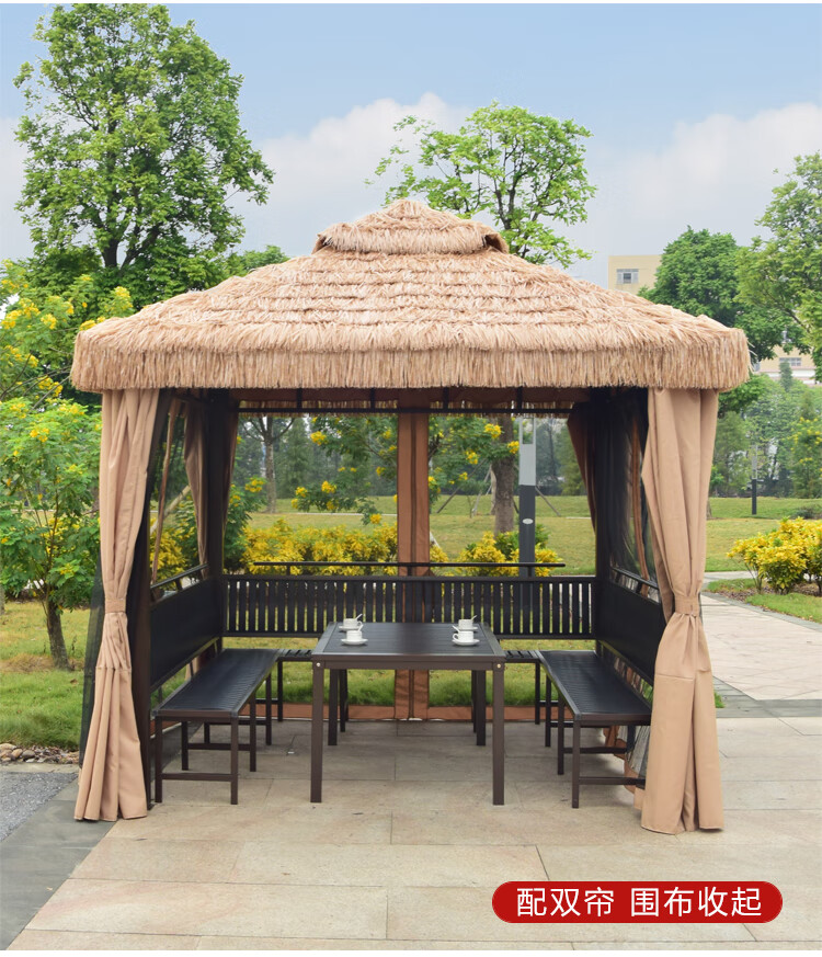户外凉亭庭院遮阳棚农家乐院子四柱亭民宿毛草亭子景区稻草茅草房34米