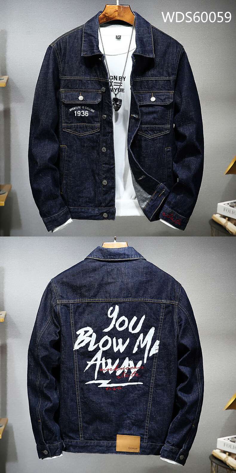 65潮牌boy春季浅色印花牛仔外套男潮牌宽松欧美街头夹克卡通褂子