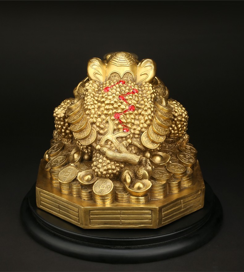 domir铜金蟾蜍摆件铜雕三足金蝉家居办公室桌玄关酒电视柜摆件工艺品