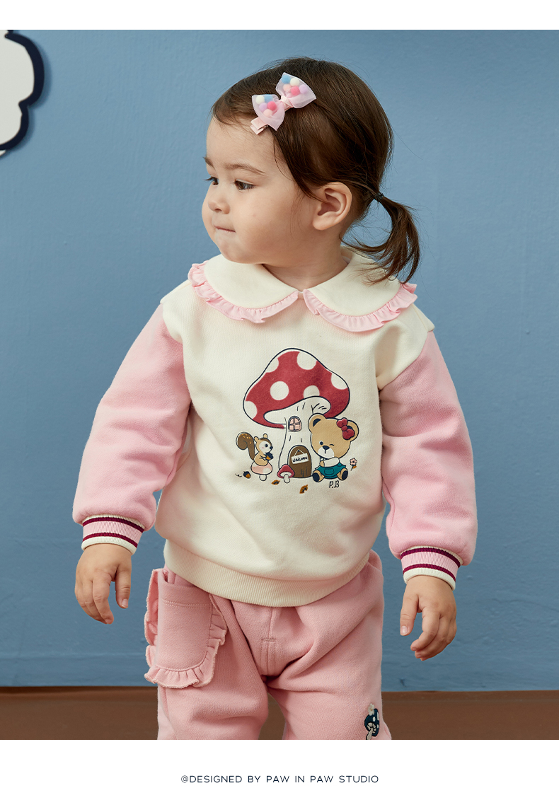 pawinpaw卡通小熊童装春款女宝宝卡通小熊印花休闲卫衣red红色20110cm