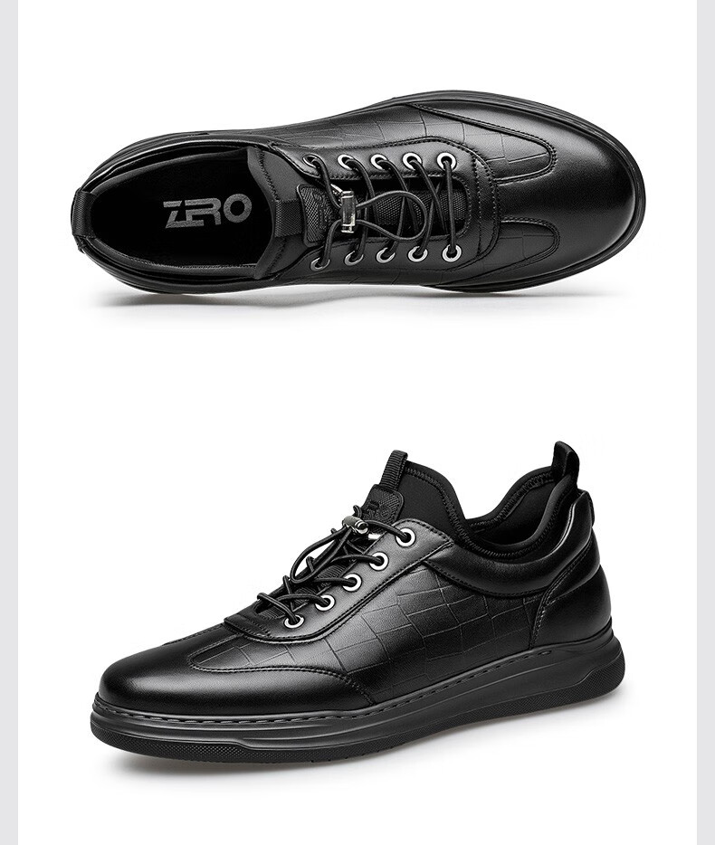 商场同款官方发售zero零度男鞋休闲鞋新品皮鞋男舒适百搭鞋子男黑色38