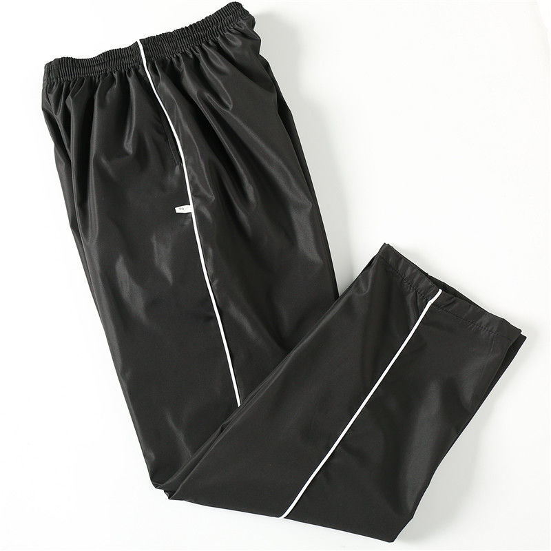 新款卫裤带网滑料校服裤夏季春秋白条校服裤子藏青色小学生中学高中