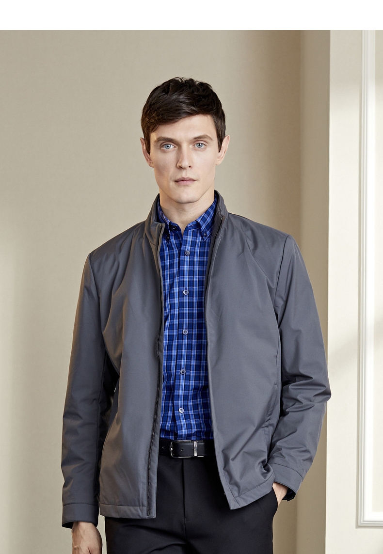 雅戈尔夹克男春秋短款商务休闲中青年茄克单夹克百搭居家藏青vjjk