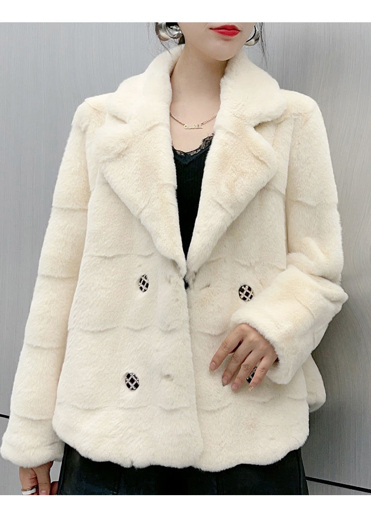 恒源祥丹麦貂皮草外套女短款2021新款冬季仿水貂绒年轻款小个子毛毛