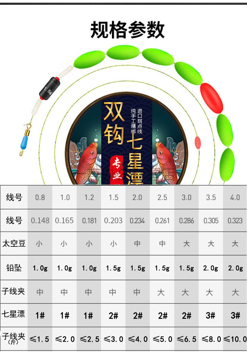 迦南歌基七星漂線組雙鉤七星漂線組綁好主線成品套裝全套7星浮漂帶子