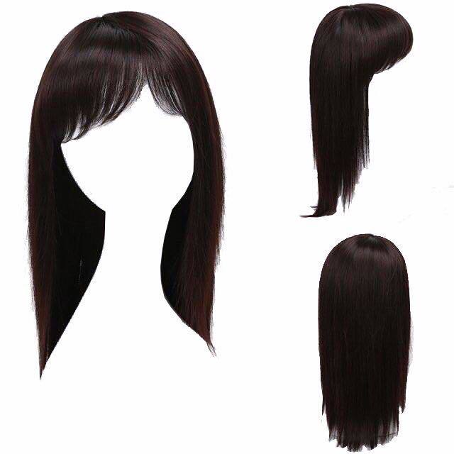 wnfd 假发女中长直发逼真自然全头套披肩女假发时尚锁骨假发女齐斜