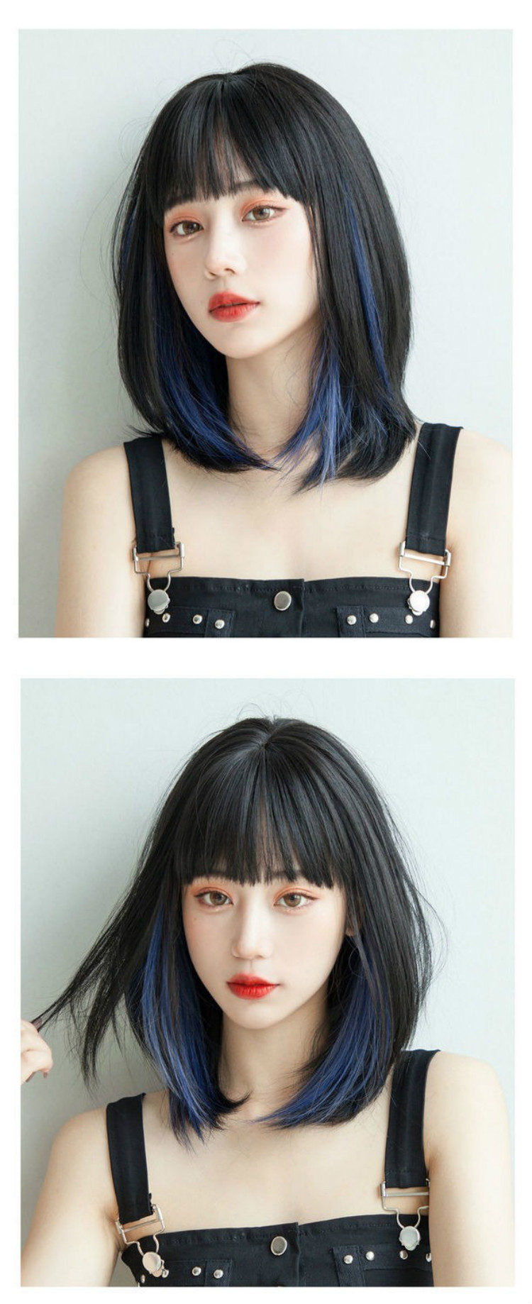 唐妮挂耳染假发女短发网红圆脸锁骨发逼真自然全头套假头发dfq锁骨发