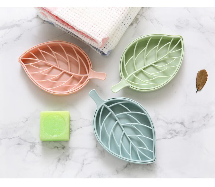 禾易创意树叶款肥皂盒双层大号沥水香皂盒洗手间皂盒树叶状肥皂盒颜色