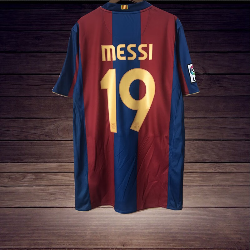 复古球衣0708巴萨主场10号小罗19号梅西长袖短袖普约尔队服套装长袖