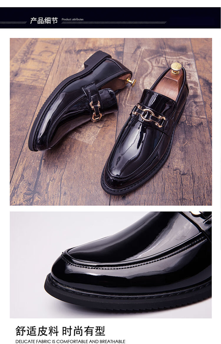 鳄鱼恤皮鞋男英伦发型师潮鞋一脚蹬韩版青少年休闲男鞋百搭复古小皮鞋