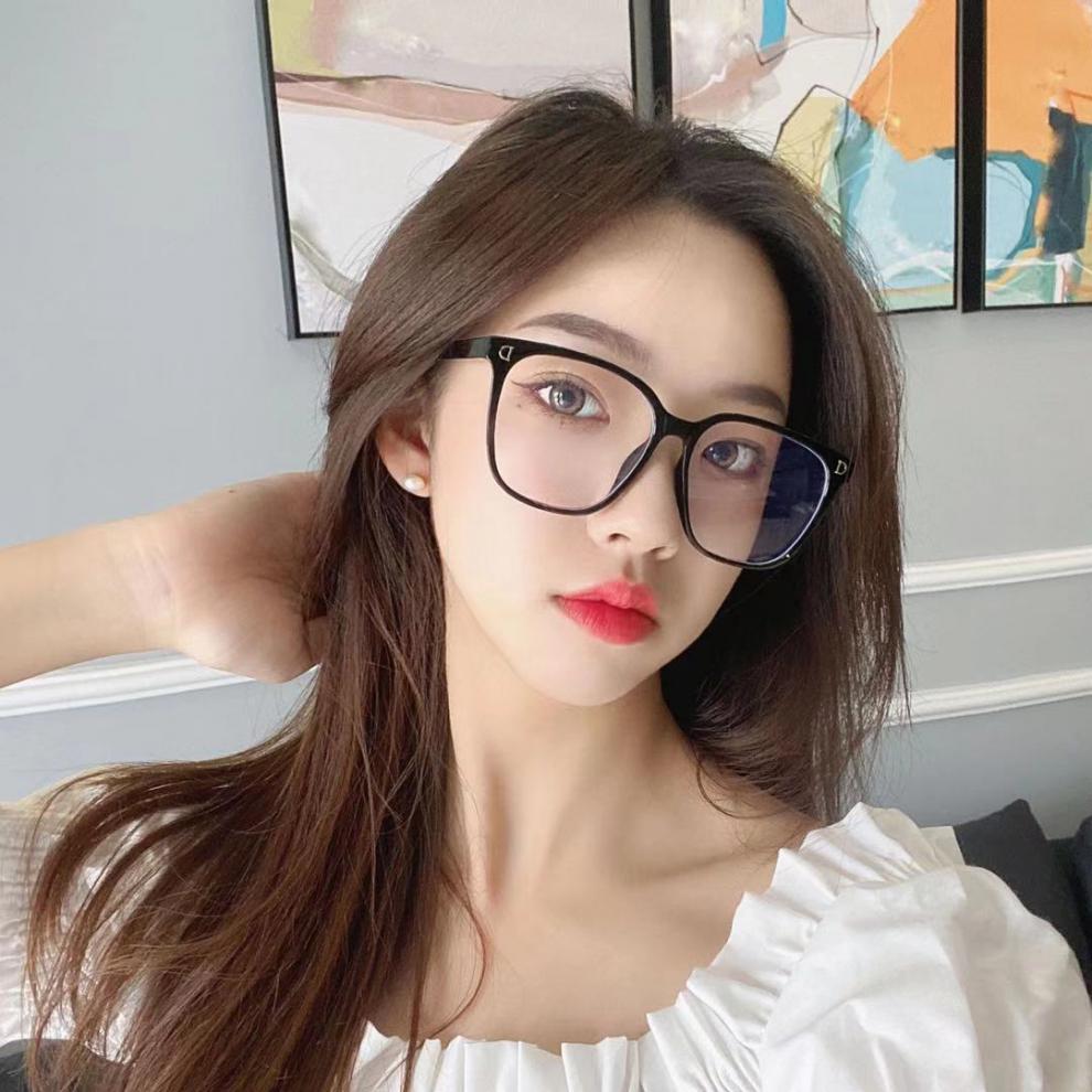 透明眼镜女ins高颜值小红书网红同款素颜街拍平光镜框可配镜 透明灰