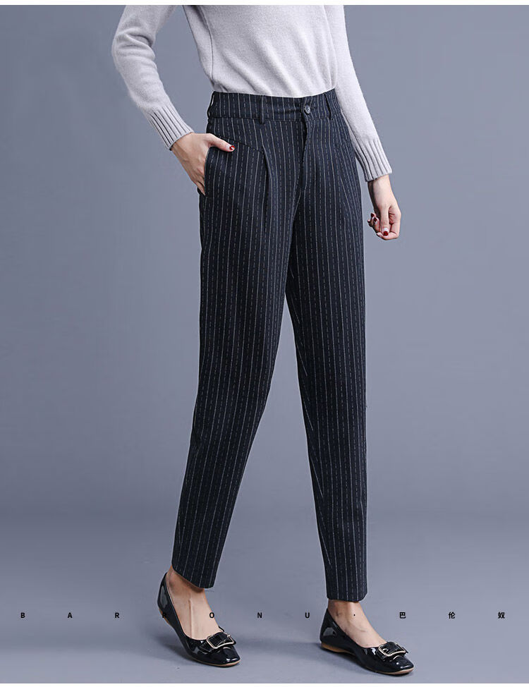 女装新款哈伦裤女春秋九分裤宽松西装裤黑色直筒高腰显瘦大码萝卜休闲