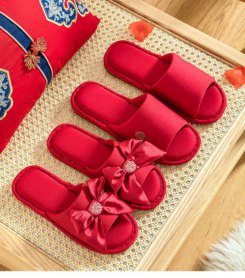 结婚拖鞋结婚拖鞋备婚日记新郎新娘婚房喜鞋一对新人情侣内室地板拖鞋