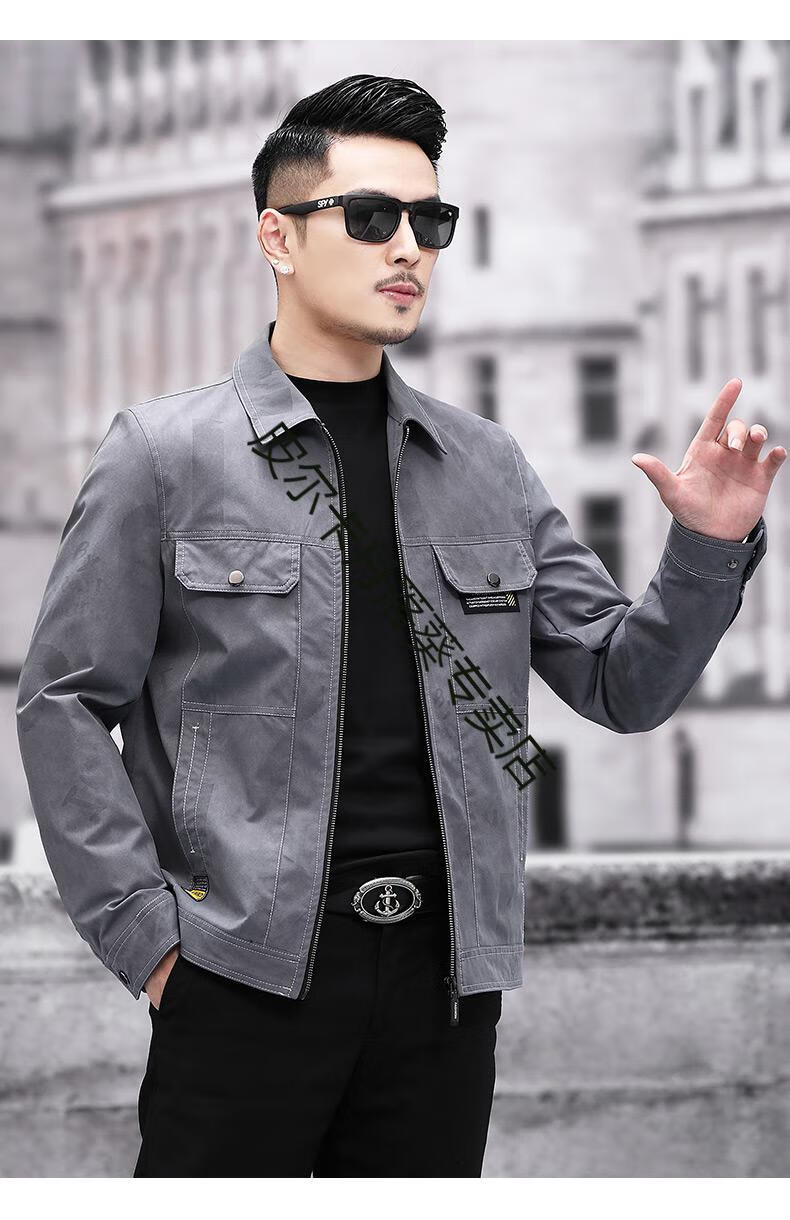 皮尔卡丹轻奢品牌男装工装夹克男翻领2021春季新款休闲青年潮流春秋装