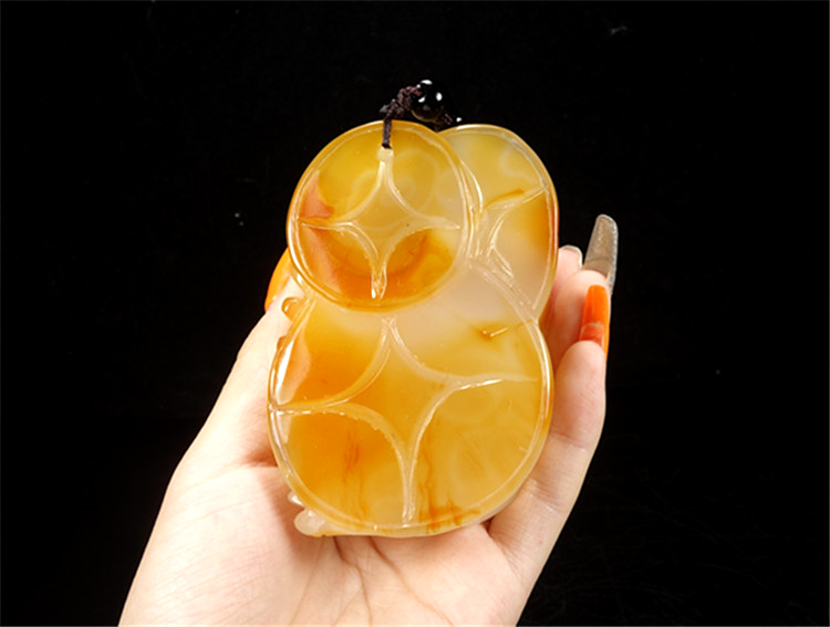 玛瑙玉髓葫芦貔貅手把件玉石文玩石头玉把玩原石摆件男女红色编号1943
