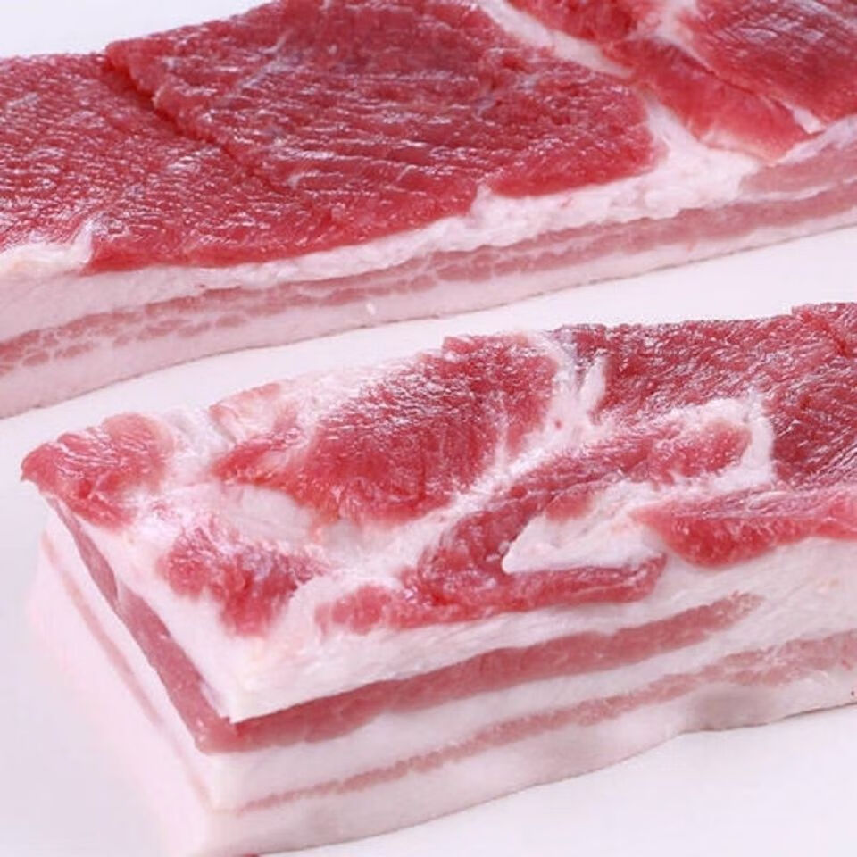 新鲜五花肉五花肉块生猪肉现杀奶铺五花肉 新鲜去膘五花肉偏瘦 四斤装