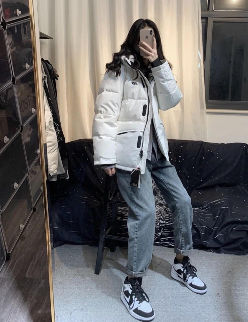 男女篮球鞋中帮黑曜石全明星黑白熊猫小禁穿烟灰扣碎篮板 aj-mid-纯白