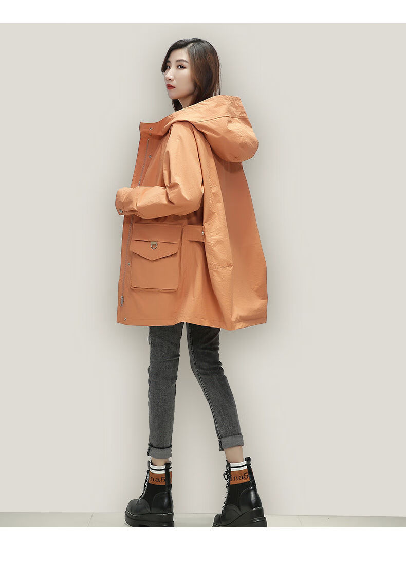 风衣女春秋2021新款风衣女英伦风年装韩版休闲流行外套绿色风衣版m