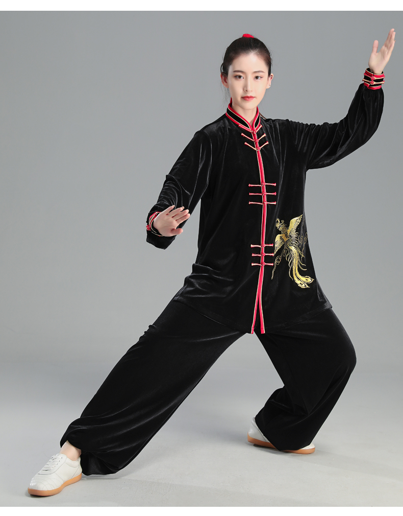 幂范西秋冬季金丝绒太极拳练功服女中老年人南韩绒加厚武术太极服套装
