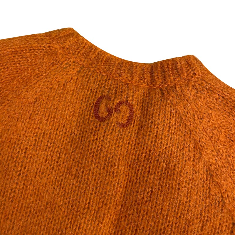 gucci 古驰海马毛绞花编织开衫 橙色 m【图片 价格 品牌 报价】-京东
