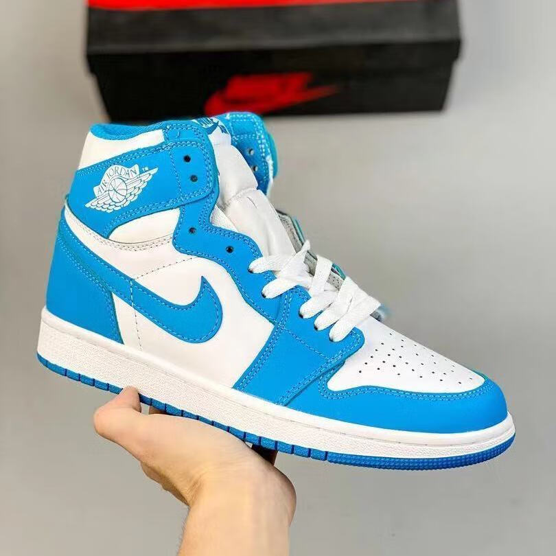 aj1黑曜石北卡蓝aj男鞋女鞋乔1倒钩黑红脚趾烟灰兔八哥高帮篮球鞋 蓝