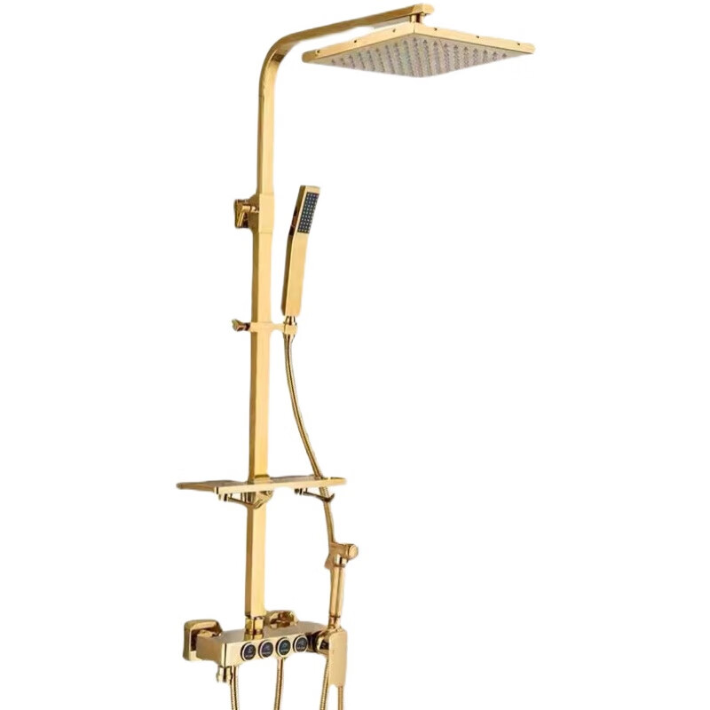 杜拉维特花洒全铜金色恒温金色花洒套装钛金黄铜数显淋浴套装沐浴玫瑰