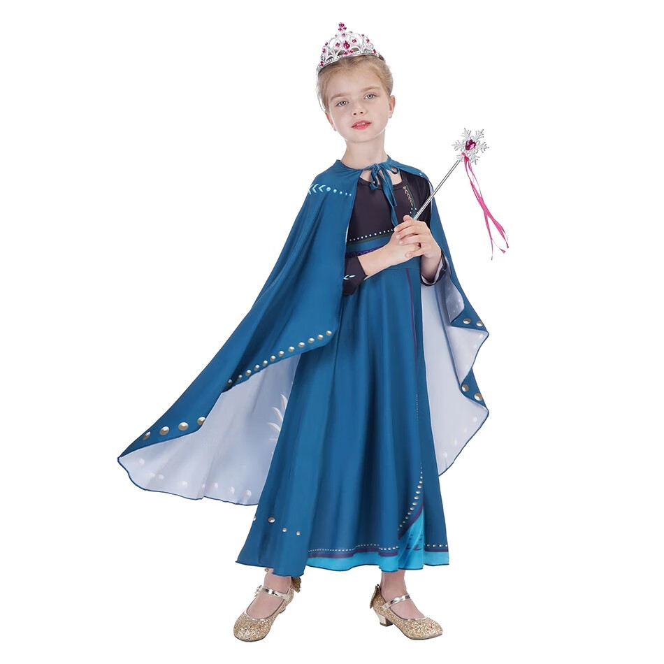 迪士尼(disney)日记兔冰雪奇缘公主裙爱莎cosplay服装儿童在逃长发