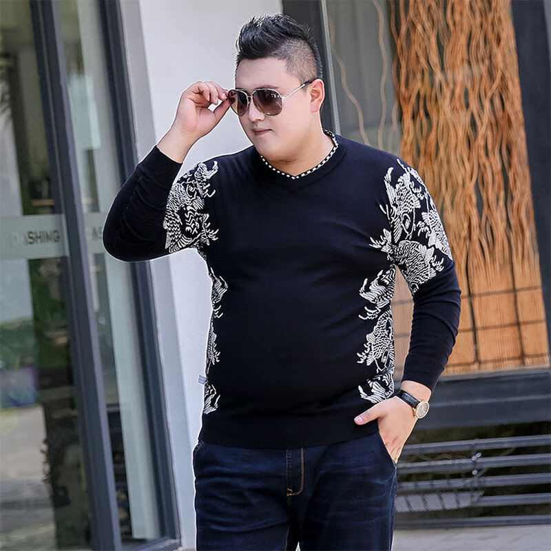 塞下南相m8xl冬季加厚毛衣男士v领宽松针织衫加肥加大码胖子男装衣服