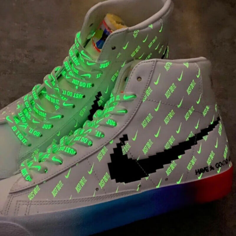 镭射电玩像素夜光空军一号aj低帮男开拓者板鞋高帮运动小白鞋潮 电玩
