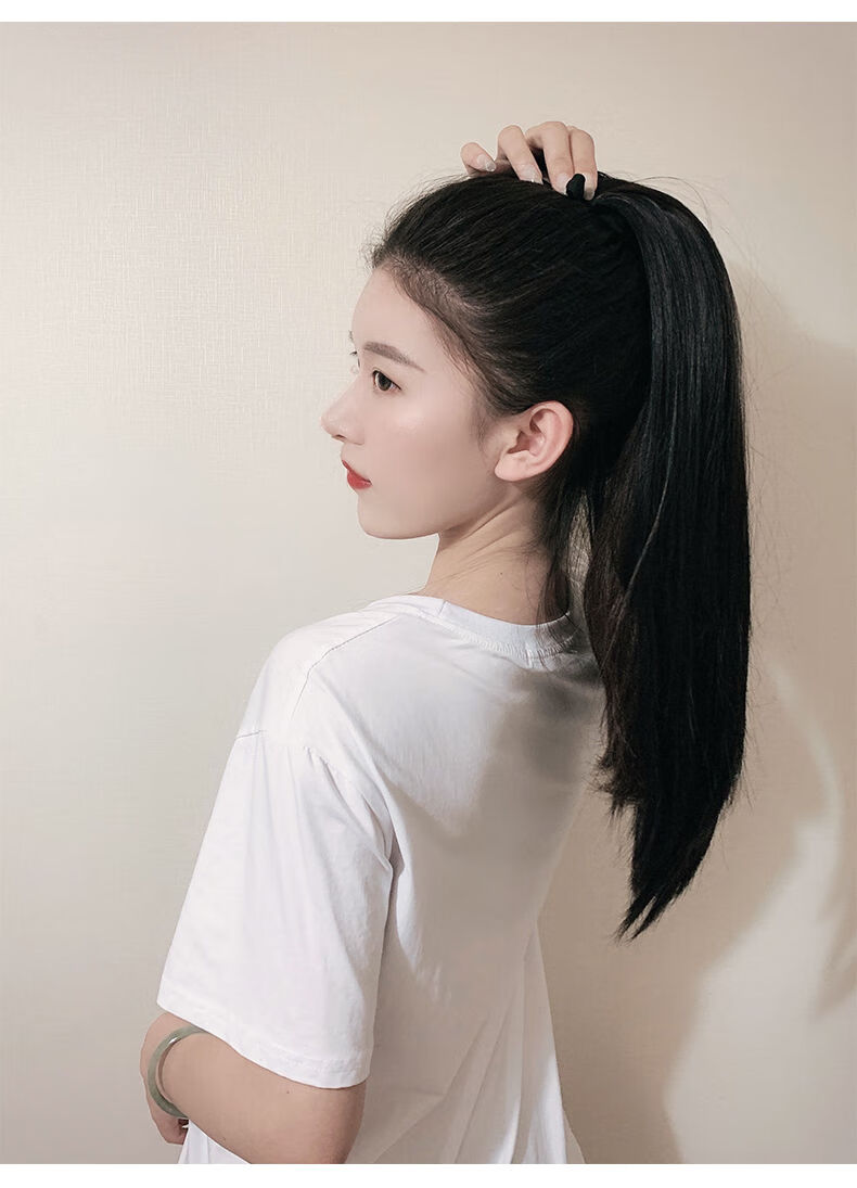 双马尾假发女绑带式可爱软妹高辫子自然逼真长假发片直马尾绑带款50cm