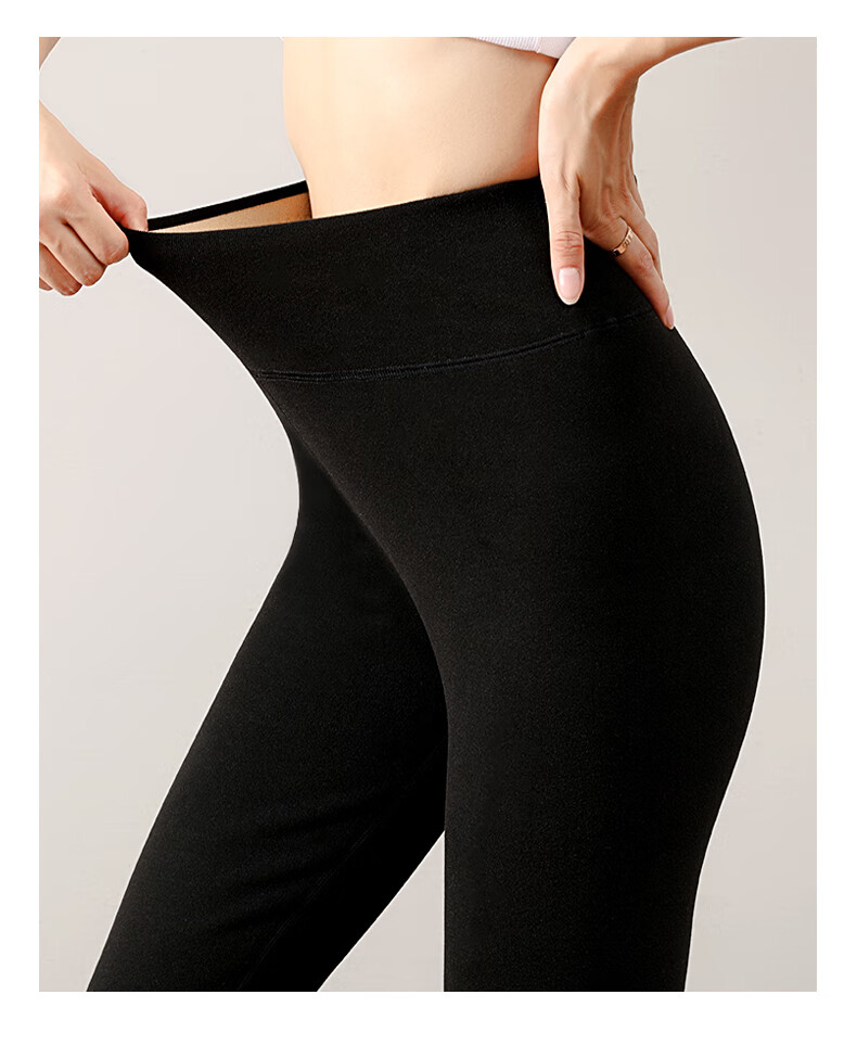 女士德绒秋裤女加绒加厚穿高腰羊羔绒打底裤大码保暖裤棉裤秋冬季黑色