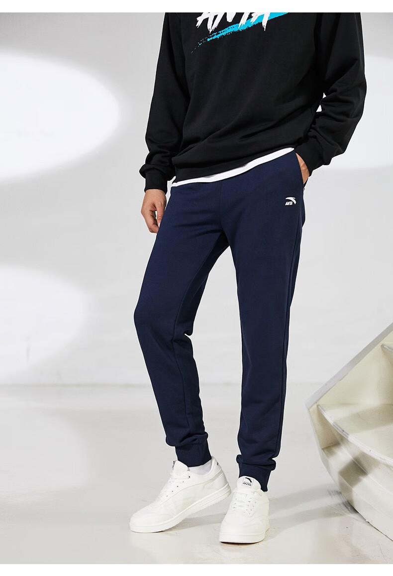 安踏运动男裤2021新品秋季罗纹收口针织长裤简约时尚小脚裤官方旗舰