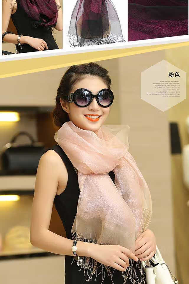 oimg巾女冬季真丝欧根纱纱巾韩版百搭长款披肩桑蚕丝春秋围巾两用藕荷