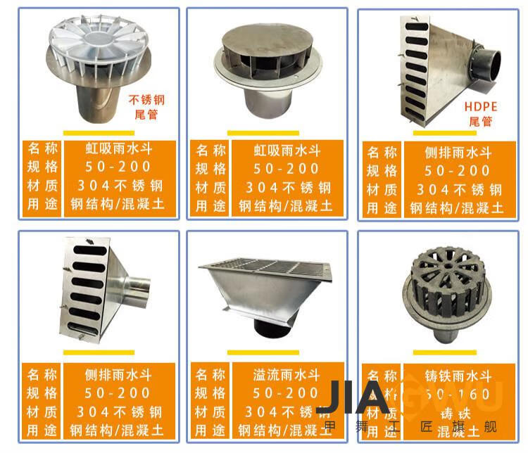 pe虹吸雨水斗hdpe落水口斗87型雨水斗不锈钢地漏雨水斗重力雨水斗50
