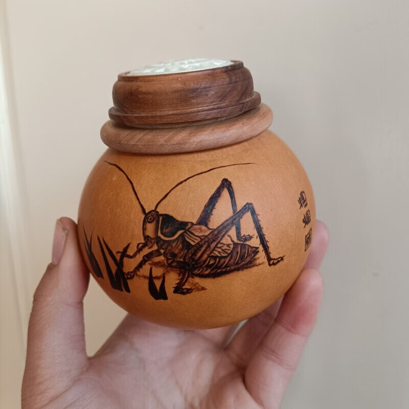 蝈蝈罐蛐蛐罐虫具葫芦自然风干而成保暖天然环保 烙画 蝈蝈款【图片
