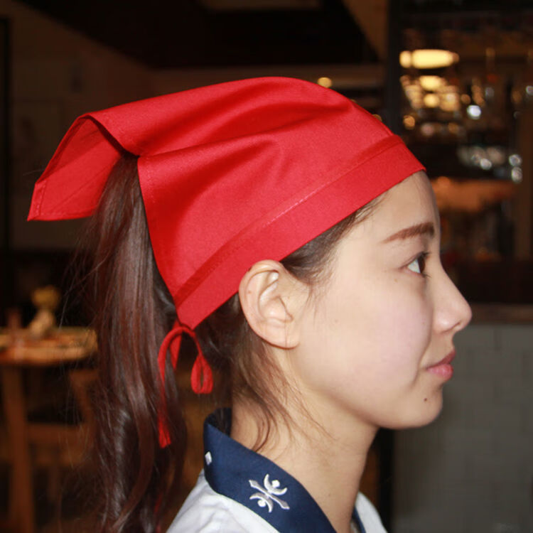 餐厅服务员带的头巾韩版三角头巾帽子女厨房食品卫生帽西餐厅服务员