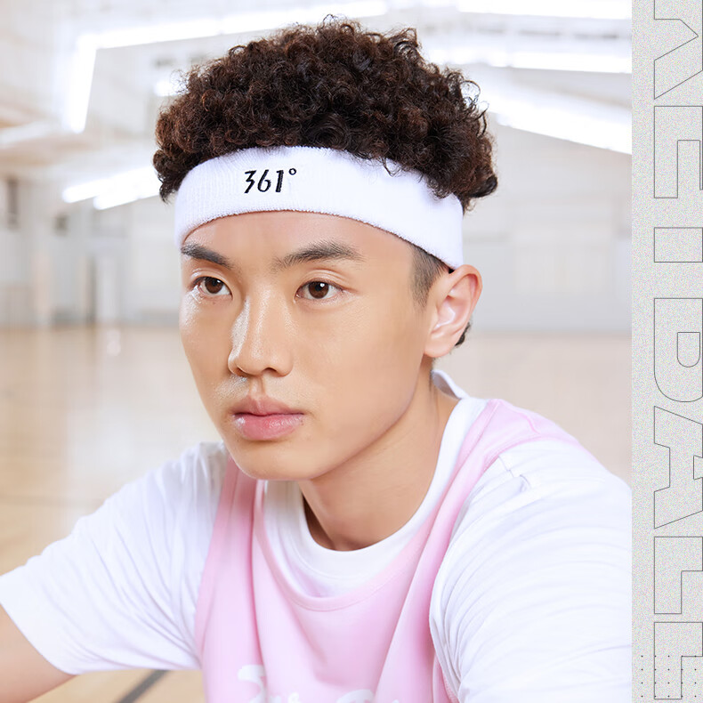 361ag运动2021年秋季新款女跑步头戴吸汗带健身篮球头巾男白色均码