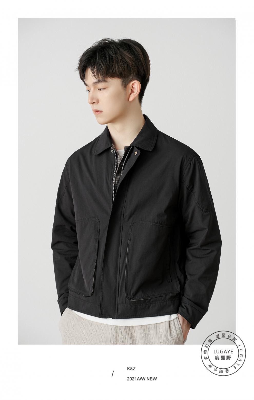 鹿戛野lugaye轻奢品牌男装男士外套春秋季2021新款潮流翻领韩版休闲